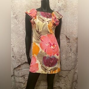 BCBG Maxazria Floral Silk Lined Dress